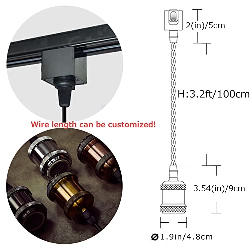 Stglighting J-Type Track Pendant Light Black Weave Rope Cord Bronze Iron Socket Retro Style Mini Lighting Industrial Factory Heads Pendant Lighting Bulb Sold Separately Customizable Diy Project #TOP1