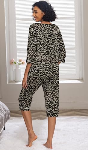Image of PrinStory Womens Pajama Sets Capri Pjs Soft Lounge Sets XS-4XL