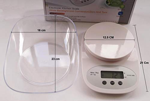 Balança de Cozinha Digital possui Cuba Recipiente com Tara Escala 1 grama auto off