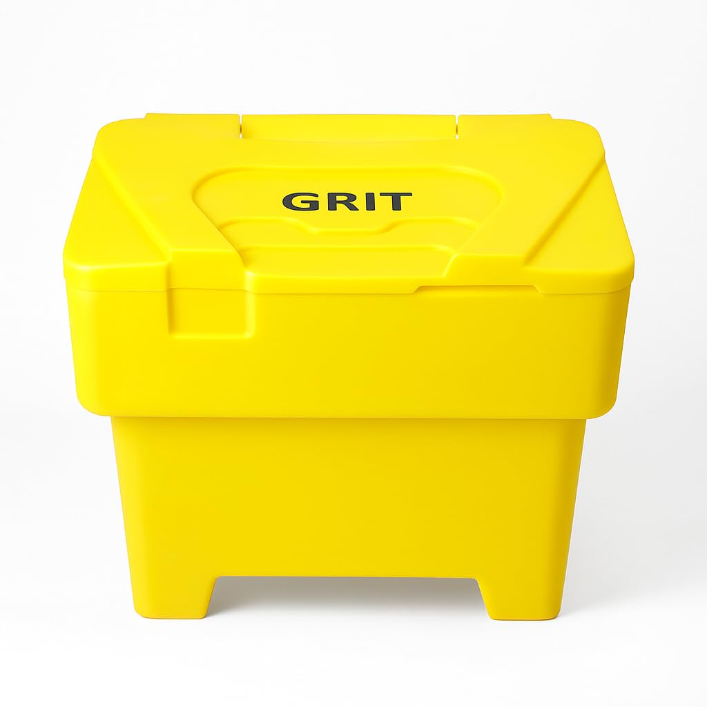 115L Yellow Grit Salt Bin Stackable Heavy Duty Outdoor Rock Salt/Sand Containers 80x48x61CM