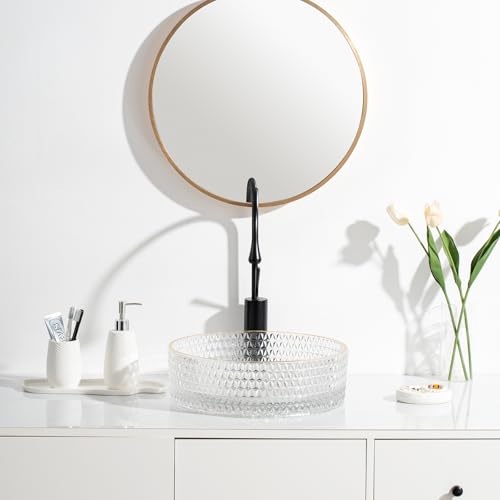 White Bathroom Accessories Set, 3pcs Ceramic Wave Design Farmhouse Decor, Complete countertop Bathroom Decor with soap Dispenser，Toothbrush Holder and soap Dish for Stylish Bathroom Organization by JOLOSK - Image 6