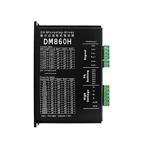 Tofelf CNC DSP Digital Micro Stepper Motor Driver DM860H ，Stepper Driver,2.0A-7.2A Motor Controller 2-Phase Digital Stepper Driver,for Nema 23 Nema 34 Series Stepper Motor, Replace DMA860H