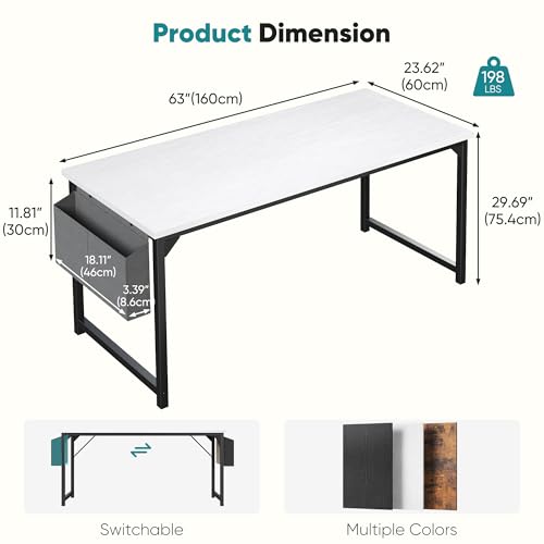 Image of OLIXIS Computer Desk, 63 Inch Gaming Desks for Home Office Small Spaces