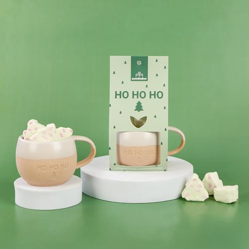 Set Ho Ho Ho mit Tasse und Marshmallows in Tannenbaum-Form | Weihnachtliche Idee für Familie, Freunde & Kollegen | Süßes Mitbringsel für Advent & Weihnachten | Perfekt zum Dekorieren, Genießen (1)