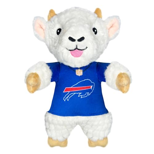 Pets First NFL Buffalo Bills Goat Plush Toy for Dogs and Cats with Squeaker Wearing a Team Jersey! Fun & Sporty Goat Shaped Dog Chew Toy Interactive Pet Toy