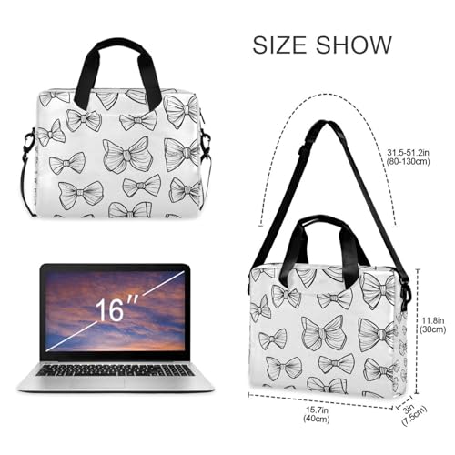 Funda para portátil Alaza patrón lazos negro blanco 13-15.6 pulg miniatura 5
