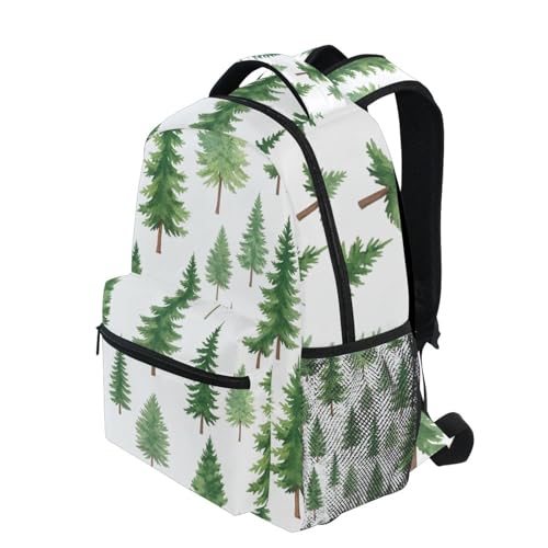 Kids School Backpacks, Watercolor Pine Trees Green Lightweight Travel Bag for Boys Girls Back to School Essentials,16 in3