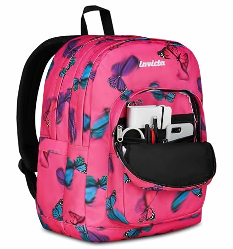 Sac à dos d'école Invicta Jelek rose de 34L à double compartiment pour ordinateur - 6