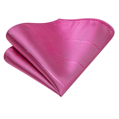 Image of Dubulle Ties for Men Silk Mens Paisley /FloraL /Striped Necktie and Handkerchief Cufflinks Wedding,Hot Pink