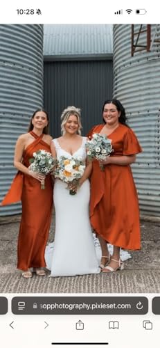 Dessiny Halter Satin Bridesmaid Dresses for Women with Slit Long Bow Pleated Formal Party Dress 2025 DE1352