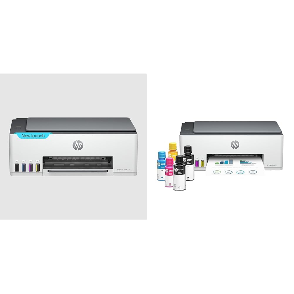 HP Smart Tank 580 AIO WiFi Colour Printer with 1 Extra Black Ink Bottle (Upto 12000 Black & 6000 Col