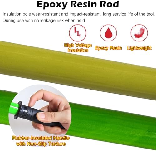 Electrician's Insulated Discharge Rod - 9.8ft Copper Wire, Low Voltage Safety Tool (3ft, 5ft, 6ft, 10ft) for 220KV, Lightweight Green Electric Discharge Stick