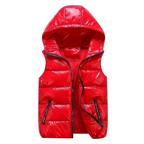 Womens Shiny Puffer Vest Metallic Luster Sleeveless Down Jackets Zip