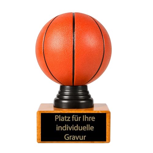 eberin – Copa de baloncesto de 13 cm con placa grabada – Trofeo de bola roja de plástico sobre base de mármol – Ceremonia de premios, torneos y clubes