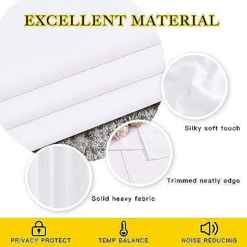 Image of Purav Light 8 Feet Blackout Curtains | Faux Silk Fabric| Thermal Insulated, Noise Reducting, Heavy Duty, Sun Blocking for Home Living Room & Bedroom, Eyelet Design| White Set of 2