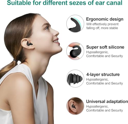 Image of Swimming Ear Plugs & Nose Clip Set Silicone EarPlugs For Men & Women For Ear Protection From Water EarPlug & Nose Clip For Swim Kit For Training Earbuds for Swimming