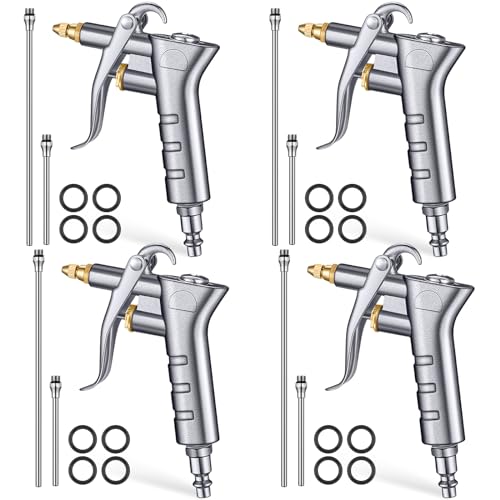 Air Gun With Brass Adjustable Air Flow Nozzle And 8 Steel Air Flow Extension 1/4" Npt Standard Quick Plug Air Blower Gun Air Compressor Tools For Car