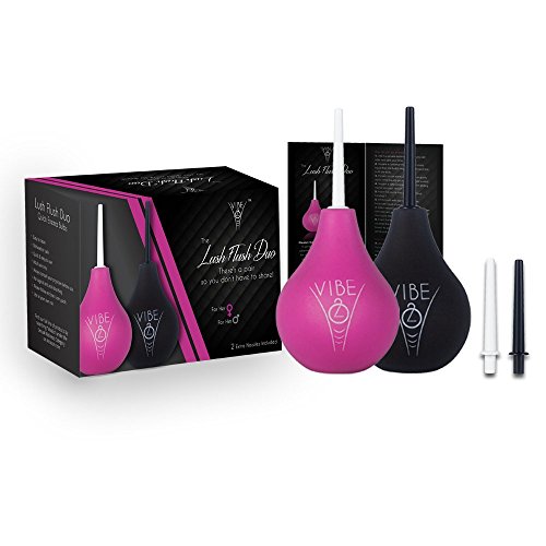 Vibe2o Lush Flush Duo 2 Enema Bulb 4 Nozzle Kit Douche for Women & Men Anal Cleaner