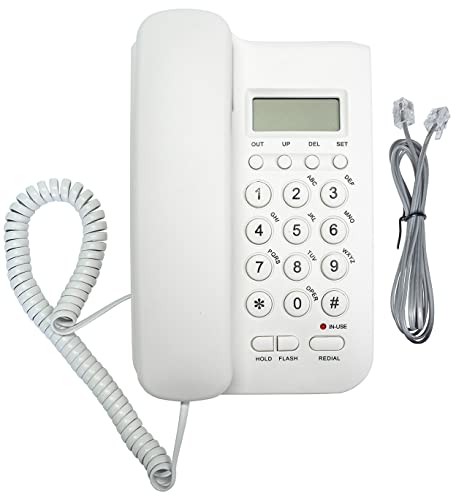 Wired Telephone, Desktop Telephone, Fixed Telephone, Caller Id Telephone, Front Desk Home Office With Call Display And Other Multi Scene Telephone Sets (White) #TOP25