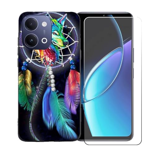 CongJiaLingXi�P�[�X�K�p�� Vivo Y60 V2559A (6.74") + �������ꂽ�K���X�X�N���[���v���e�N�^�[�A�_��ȃV���R�[���V�F���o���p�[TPU�ی�J�o�[�̂���,BST4