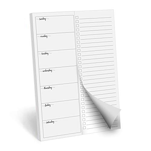 Image of 321Done Magnetic Weekly Planner Notepad, 5.5x8.5, 50 Sheets, Sunday Start | Made in USA - Weekly Plan Pad for the Fridge with Tear-Off Checklist Column, Undated Days of the Week, Thick Bright White
