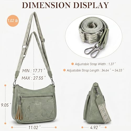 Image of BELTANA Crossbody Bags for Women Trendy Vegan Leather Hobo Purses Medium Butterfly Cross Body Purse with Wide Strap | Adjustable Strap