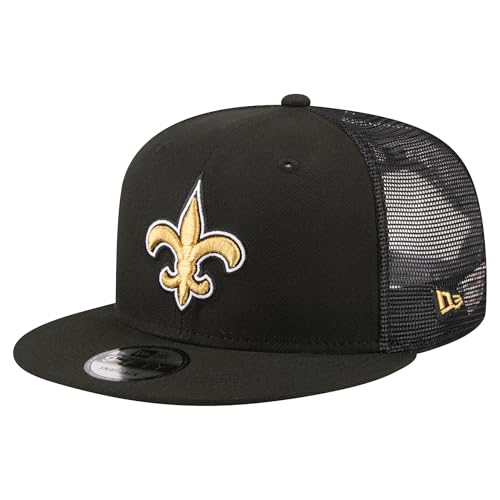 New Era Mens Black New Orleans Saints Core Team 9FIFTY Trucker Snapback Hat