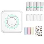 WANGCL Mini Portable Pocket Photo Printer - Inkless, Wireless for IOS/Android (Blue) with 13 Rolls Paper