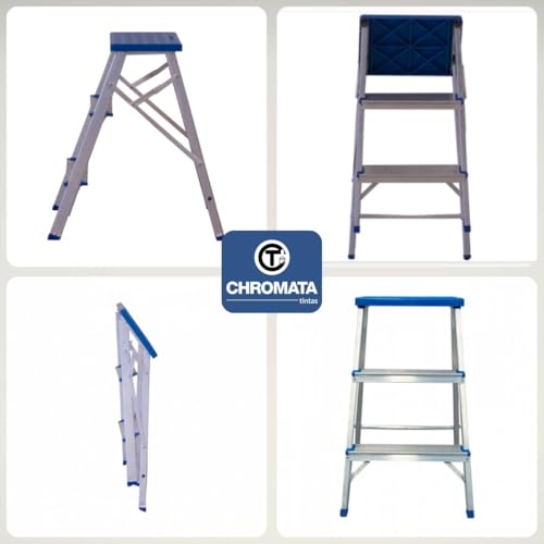 Escada Banqueta De Alumínio 3 Degraus Doméstica Pequena Real