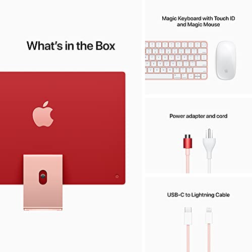 Image of Apple 2021 iMac All in one Desktop Computer with M1 chip: 8-core CPU, 8-core GPU, 24-inch Retina Display, 8GB RAM, 512GB SSD Storage, Matching Accessories. Works with iPhone /iPad; Pink