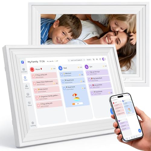 HAKRDRDO 10.1" Digital Calendar, Full HD Smart Display for Family Organizer Touchscreen Desk Chore Chart, Wall/Desk Mount, Meal & To-Do Lists, Photo Frame, Ideal Gift for Mom Women