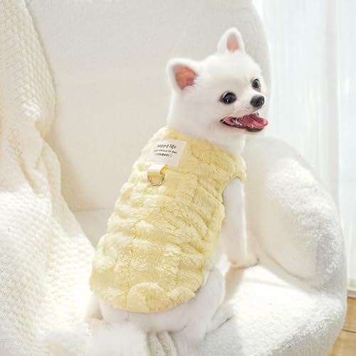 冬のペット犬の服-トラクションリング付きハート糸染めぬいぐるみコート