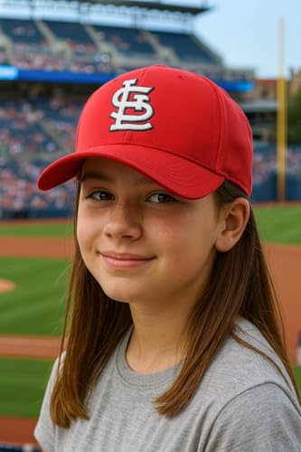 Gorra deportiva ajustable roja y blanca para niños miniatura 4