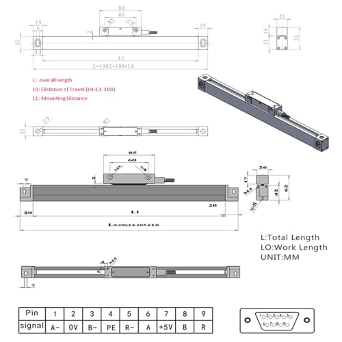 Pantalla digital 3 ejes con 3 escalas lineales TTL miniatura 5