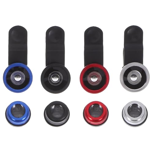 Alipis 4piezas Kit De Lentes para Teléfono Celular Lente De Cámara De Teléfono Incluye Clip De Ojo De Pez Macro y Gran Angular para Fotografía Móvil Viajes y Exteriores