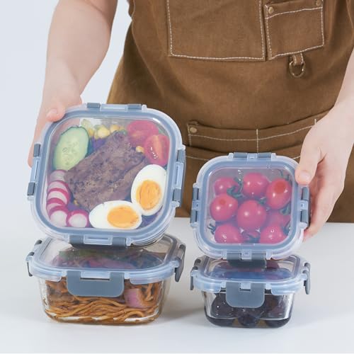 ROSOS Glass Food Storage Containers with Lids, 4 Pack,...