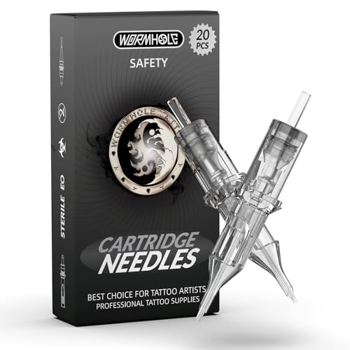 Wormhole Tattoo Needles 20Pcs 1RL Disposable Tattoo Cartridge Needles Round Liner for Tattoo Gun Cartridge Machine Permanent Makeup (1001RL)