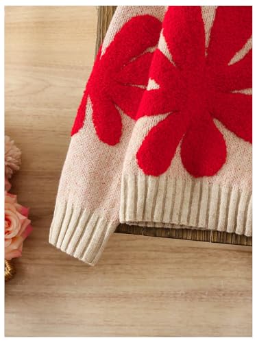 Image of BEAUDRM Girl's Cute Bow Sweater Crew Neck Long Sleeve Drop Shoulder Loose Pullover Tops