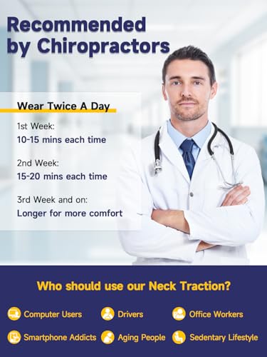 inflatable neck stretcher for cervical traction adjustable cervical traction device for instant relief neck decompression device for neck pain neck traction pillow neck extender for home useblue