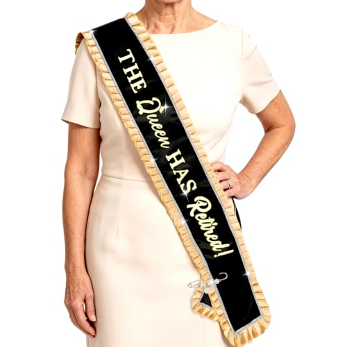 CORNER LACE Retirement Double Layered Sash with Rhinestone Ruffled Border