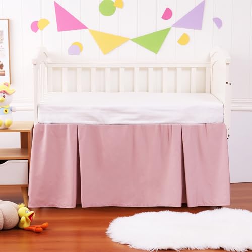 Image of Crib Bed Skirt Dust Ruffle 100% Cotton - Natural, Soft, Breathable for Baby's Delicate Skin, Nursery Toddler Crib Bed Skirt for Baby Boys Girls, Fits Standard Cribs 28 inch x 52 inch with 14 inch Drop