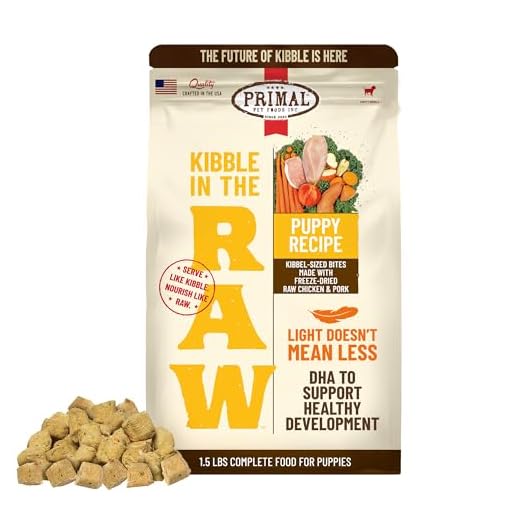 Primal Kibble in The Raw, Freeze Dried Dog Food, Puppy Recipe, Scoop & Serve, Made with Raw Protein, Whole Ingredient Nutrition, Crafted in The USA, Dry Dog Food 1.5 lb Bag