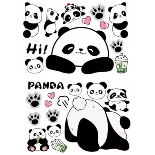 Vspek Lot de 2 feuilles d'autocollants pour voiture en forme de panda, autocollants amusants et imperméables pour voiture, carrosserie, porte, coffre, mur,...