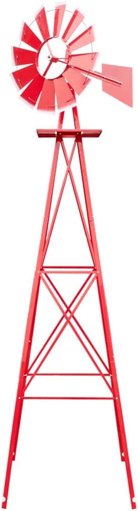 Ornamental Windmill Backyard Garden Decoration Weather Vane, 8FT Heavy Duty Metal Wind Mill with 4 Legs Design, 360° Outdoor Wind Spinner for Patio, Lawn & Garden (26" L x 26" W x 96" H),Grey