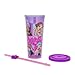 Silver Buffalo Bratz Dolls Featuring Cloe, Yasmin, Jade, and Sasha Pink and Purple Plastic Cold Cup with Lid and Straw Topper, 24 Ounces