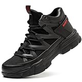 Dovicowski Steel Toe Shoes for Men Women Indestructible Lightweight Comfortable Safety Work Shoes Slip-Resistant Composite Toe Construction Boots Black