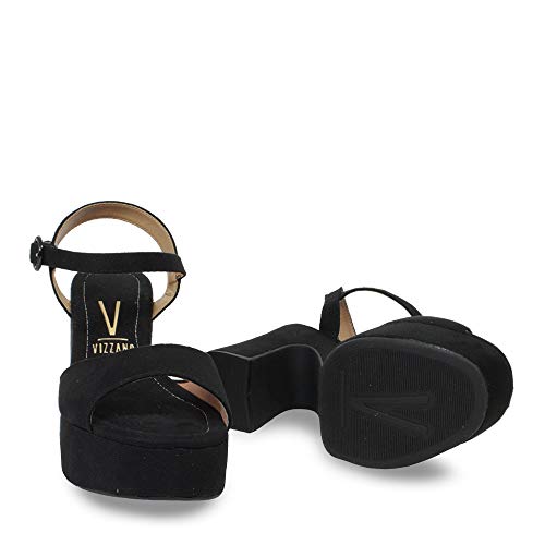 Sandália Feminina Camurça Meia Pata Vizzano Salto Alto 6394.101 - Preto