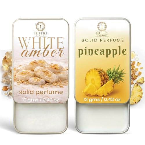 Image of IDITRI EXPORT Solid Perfume |pineapple&White amber Alcohol Free Wax Perfume Balm, Long Lasting | Pocket Tin 12g, Pack Of 2| Non Greasy Smooth Glide, Travel Friendly Unisex Gifts He Or Her