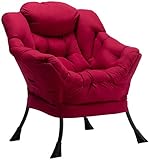 AcozyHom Modern Cotton Fabric Lazy Chair, Accent Contemporary Lounge Chair, Single Steel Frame Leisu