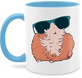 Statement Tasse mit Spruch - Meerschweinchen mit Sonnenbrille - Unisize - Hellblau - meerschweinchen tasse - Q9061 - Kaffeetasse und Teetasse 325 ml